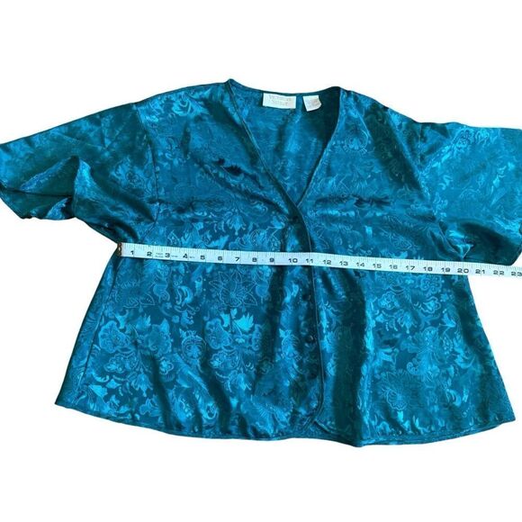 Victoria’s Secret Gold Label Vintage Green Satin Cropped Pajamaa Style Top - Picture 7 of 7